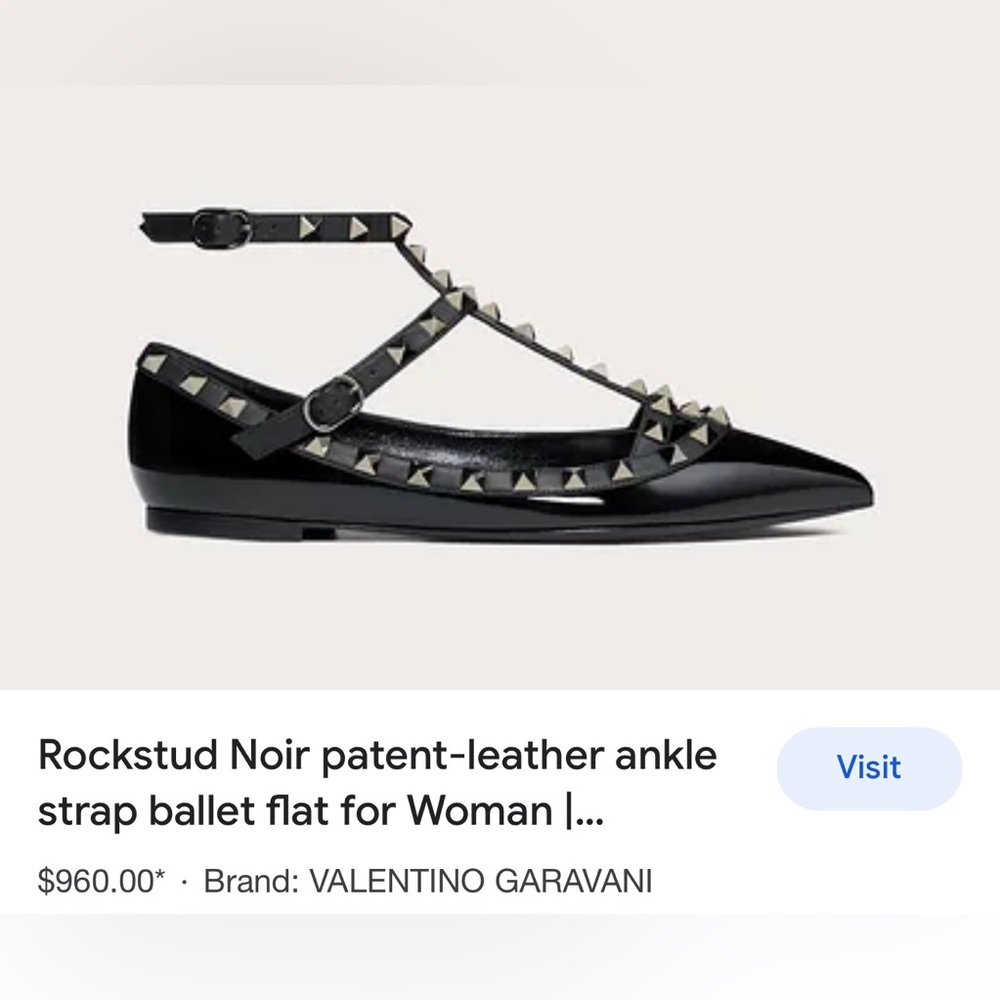 Valentino Black Patent Caged Rockstud Ballet Flat